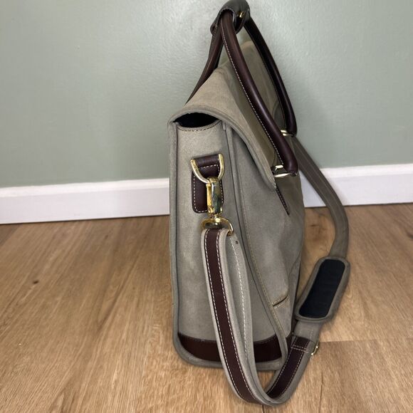 DVF Diane Von Furstenberg Green Canvas Suede 18" Business Case w/Removable Strap - Picture 6 of 16